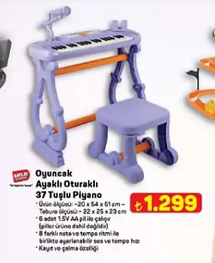 Oyuncak Ayaklı Oturaklı 37 Tuşlu Piyano