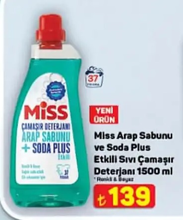 Miss Arap Sabunu Ve Soda Plus Etkili Sıvı Çamaşır Deterjanı 1500 Ml