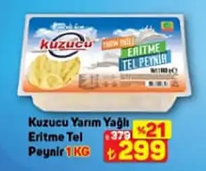 Kuzucu Yarım Yağlı Eritme Tel Peynir 1Kg