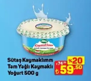Sütaş Kaymaklım Tam Yağlı Kaymaklı Yoğurt 500 G