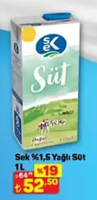 Sek %1,5 Yağlı Süt 1L