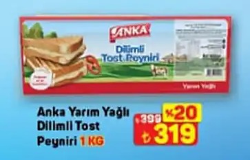 Anka Yarım Yağlı Dilimli Toast Peyniri 1 Kg