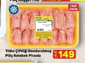 Yildiz Çiftliği Dondurulmuş Piliç Kelebek Pirzola