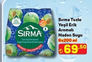 Sırma Tuzlu Yeşil Erik Aromalı Maden Suyu 6X200 Ml