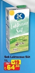 Sek Laktozsuz Süt 1 L