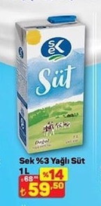 Sek %3 Yağlı Süt 1L