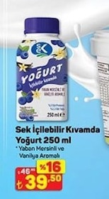 Sek İçilebilir Kıvamda Yoğurt 250 Ml