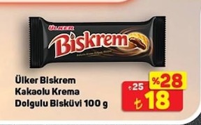 Ülker Biskrem Kakaolu Krema Dolgulu Bisküvi 100 G