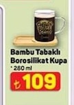 Bambu Tabaklı Borosilikat Kupa 280 Ml