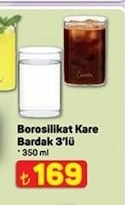 Borosilikat Kare Bardak 3'Lü 350 Ml