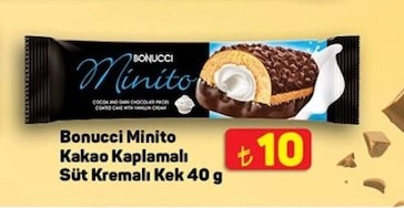 Bonucci Minito Kakaolu Kaplamalı Süt Kremalı Kek 40 G