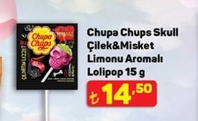 Chupa Chups Skull Çilek & Misket Limonu Aromalı Lolipop 15 G