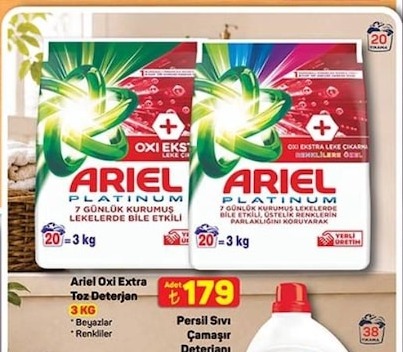 Ariel Platinum Oxi Extra Toz Deterjan 3 Kg