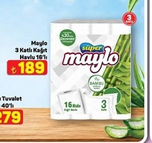 Maylo 3 Katlı Kağıt Havlu 16'Lı