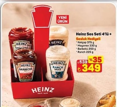 Heinz Sos Seti 4Lü+ Sosluk Hediyeli Ketçap 375 G, Mayonez 330 G, Barbekü 250 G, Ranch 225 G