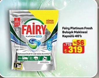 Fairy Platinum Fresh Bulaşık Makinesi Kapsülü 40'Lı
