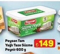 Peysan Tam Yağlı Taze Süzme Peynir 600 G