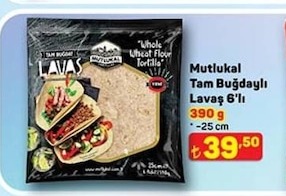 Mutlual Tam Buğdaylı Lavaş 6'Lı 390 G