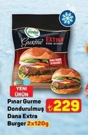 Pınar Gurme Dondurulmuş Dana Extra Burger 2X120G