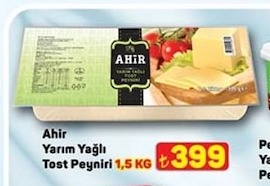 Ahir Yarım Yağlı Tost Peyniri 1,5 Kg