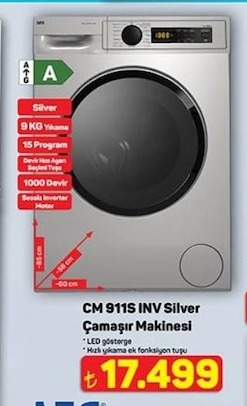 Aeg Cm 911S Inv Silver Çamaşır Makinesi 9 Kg