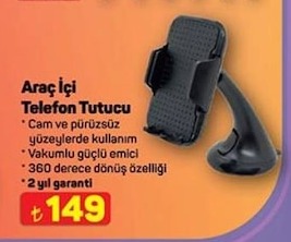 Araç İçi Telefon Tutucu 2 Yıl Garanti