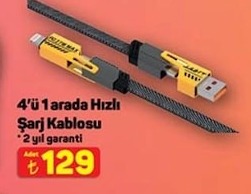 4'Ü 1 Arada Hızlı Şarj Kablosu