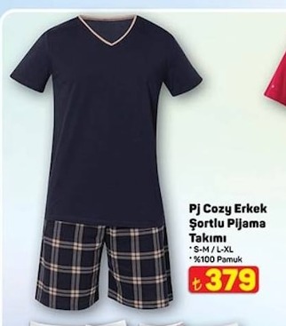 Pj Cozy Erkek Şortlu Pijama Takımı %100 Pamuk