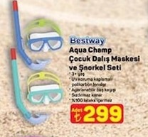 Bestway Aqua Champ Çocuk Dalış Maskesi Ve Şnorkel Seti 3+ Yaş