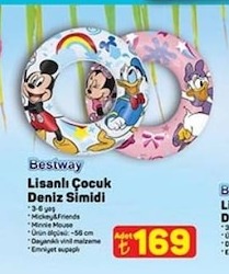 Bestway Lisanslı Çocuk Deniz Simidi Mickey&Friends Minnie Mouse 3-6 Yaş