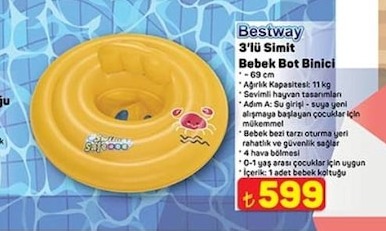 Bestway 3'Lü Simit Bebek Bot Binici 1 Adet
