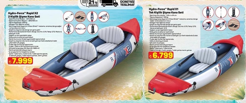 Hydro-Force Rapid X2 2 Kişilik Şişme Kano Seti