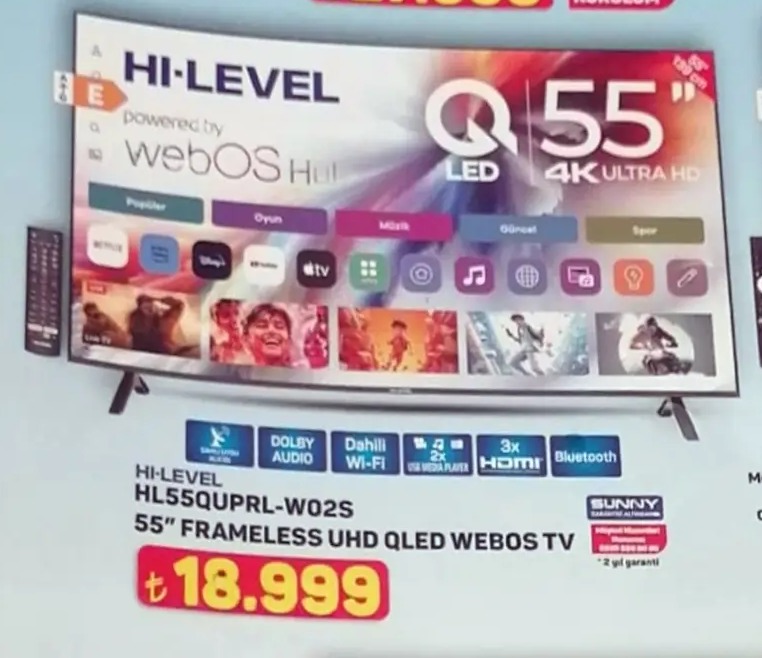 Hi-Level Hılessquprl-W02S 55" Frameless Uhd Qled Webos Tv