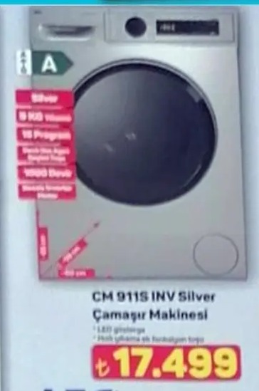 Cm 911S Inv Silver Çamaşır Makinesi