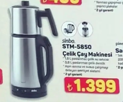 Sinbo Stm-5850 Çelik Çay Makinesi