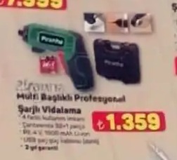 Piranha Multi Başlıklı Profesyonel Şarjlı Vidalama