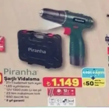 Piranha Şarjlı Vidalama