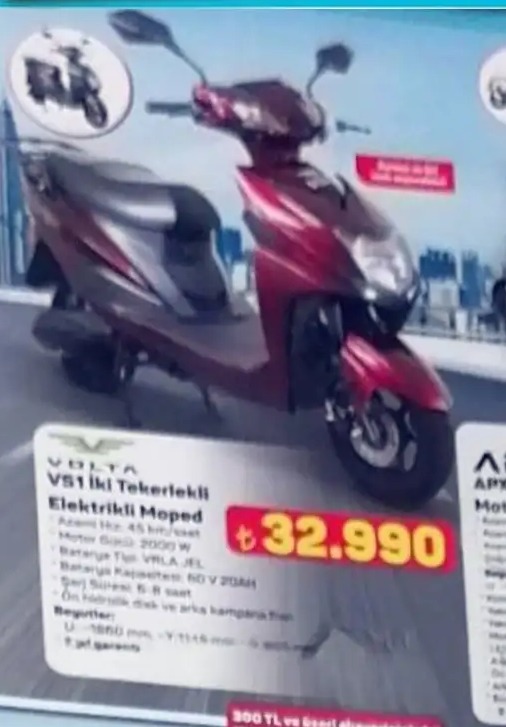 Volta Vs1 İki Tekerlekli Elektrikli Moped