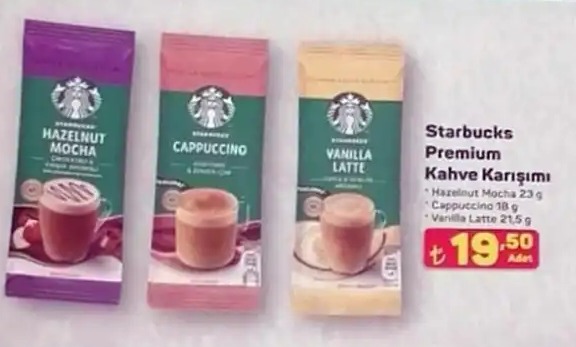 Starbucks Premium Kahve Karışımı Hazelnut Mocha 23 G Cappuccino 18 G Vanilla Latte 21,5 G