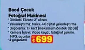 Bood Çocuk Fotoğraf Makinesi