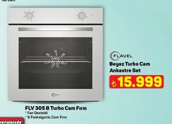 Flavel Beyaz Turbo Cam Ankastre Set