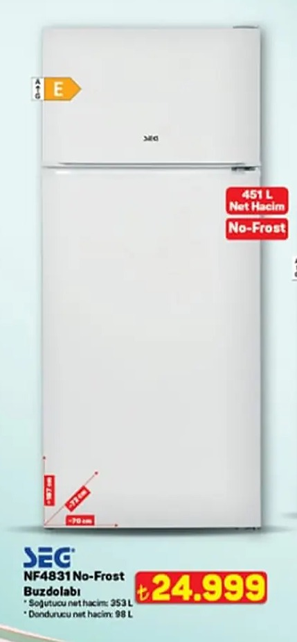 Seg Nf4831 No-Frost Buzdolabı 451L