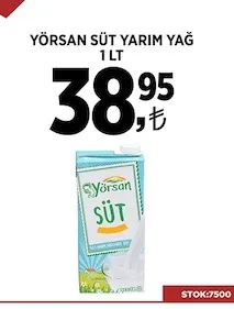 Yörsan Süt Yarım Yağ 1 Lt