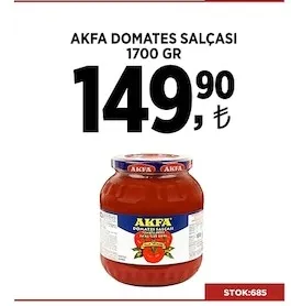 Akfa Domates Salçası 1700 Gr
