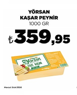 Yörsan Kaşar Peynir 1000 Gr