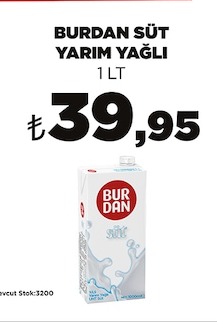 Burdan Süt Yarim Yağli 1 Lt
