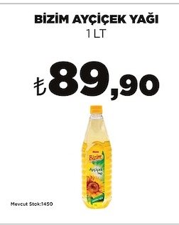 Bizim Ayçiçek Yağı 1 Lt