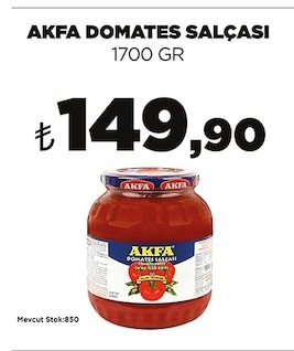 Akfa Domates Salçası 1700 Gr