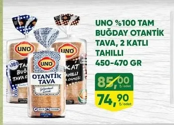 Uno %100 Tam Buğday Otantik Tava, 2 Katlı Tahıllı 450-470 Gr