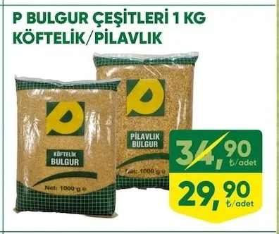 P Bulgur Çeşitleri 1 Kg Köftelik/Pilavlık